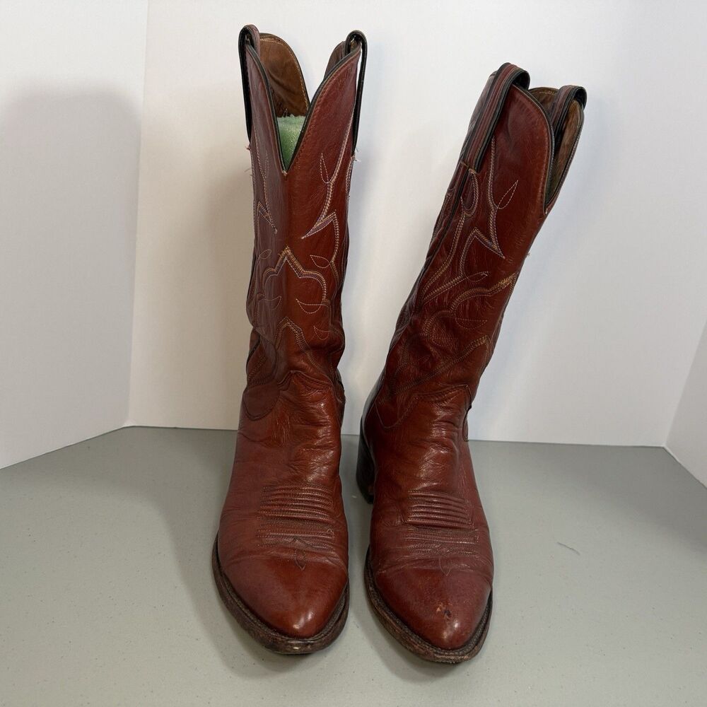 VTG The Sanders Hand Crafted Mexico Leather Cowboy Boots 8.5 B Oxblood Western